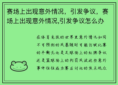 赛场上出现意外情况，引发争议，赛场上出现意外情况,引发争议怎么办